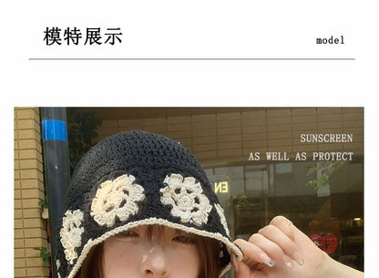 Hat Floral Crochet Cloche Knit