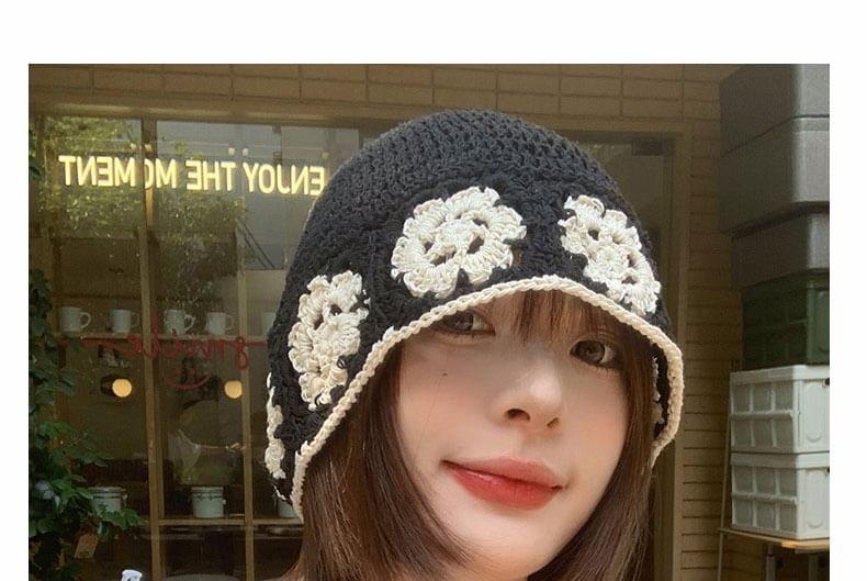 Hat Floral Crochet Cloche Knit