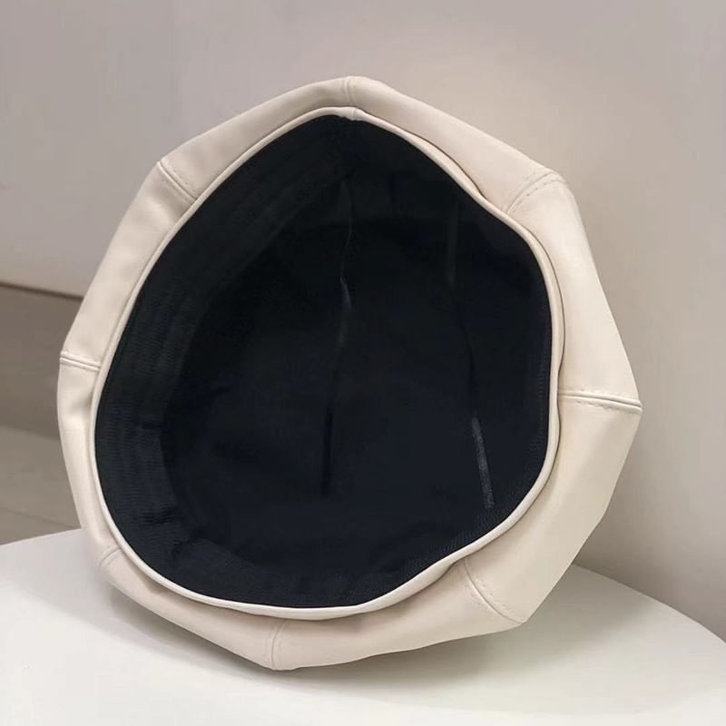 Beret Leather Faux Plain
