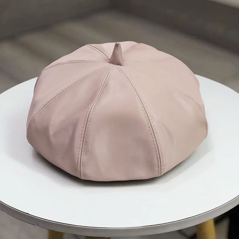 Beret Leather Faux Plain