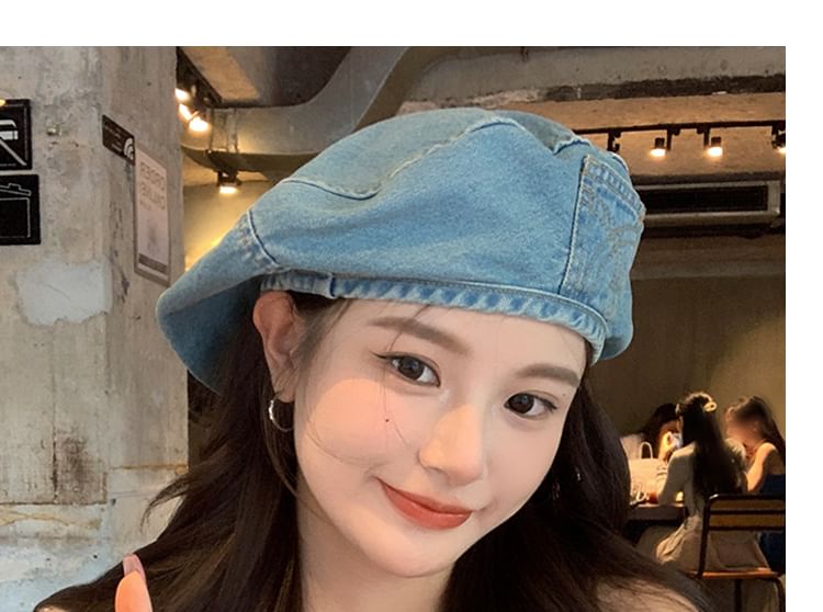 Washed Denim Beret