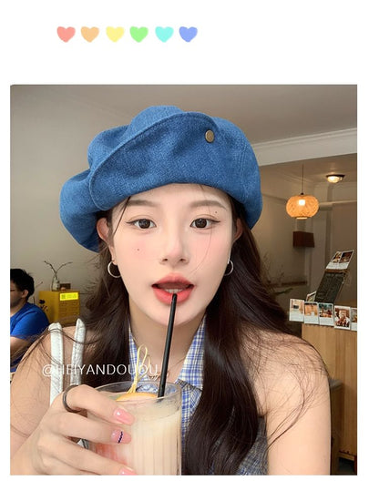 Washed Denim Newsboy Cap