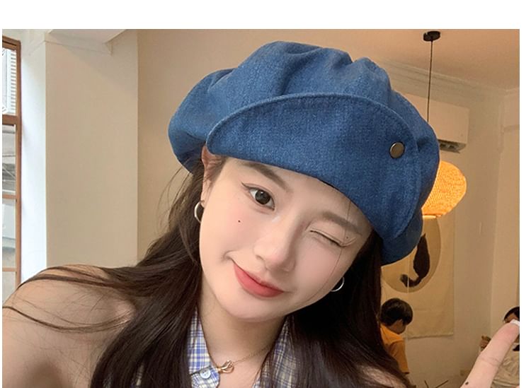 Washed Denim Newsboy Cap