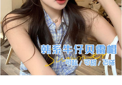 Washed Denim Newsboy Cap