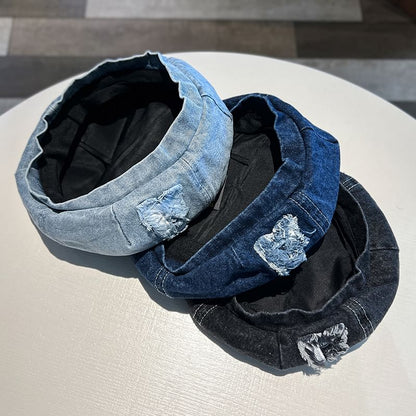 Washed Beret Denim Distressed