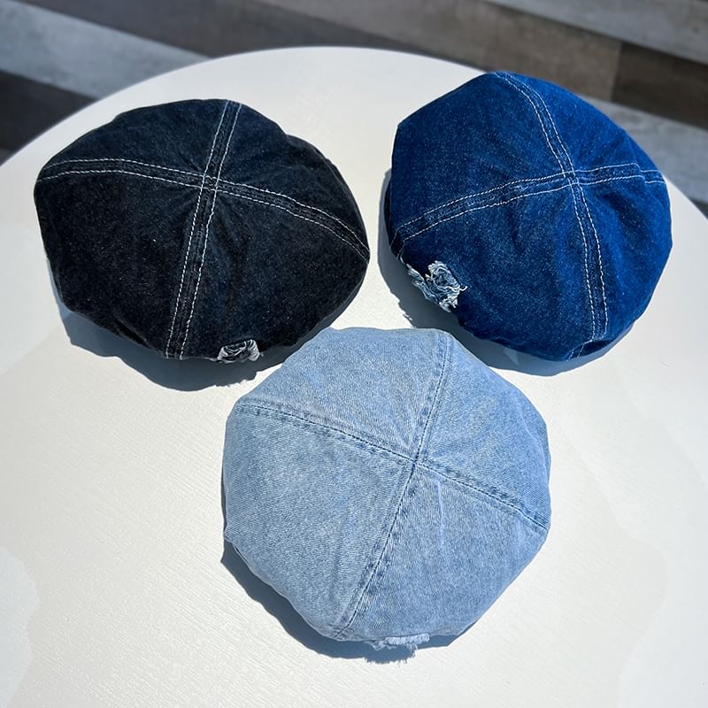 Washed Beret Denim Distressed