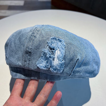 Washed Beret Denim Distressed