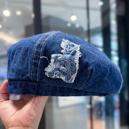 Washed Beret Denim Distressed