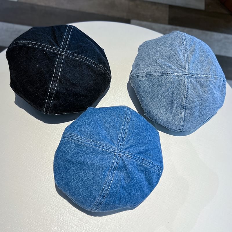 Denim Accent Beret Metal