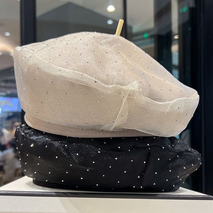 Mesh Rhinestone Beret