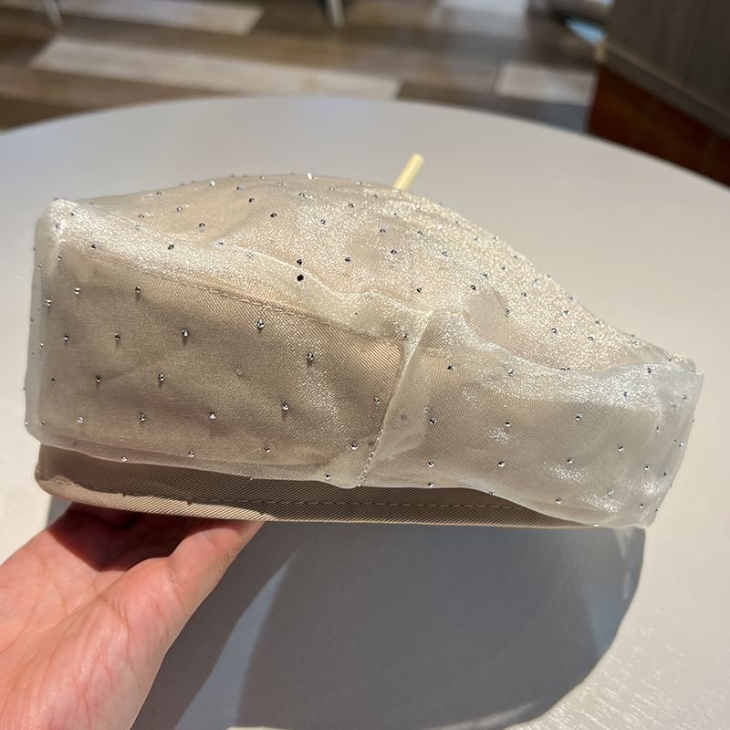 Mesh Rhinestone Beret