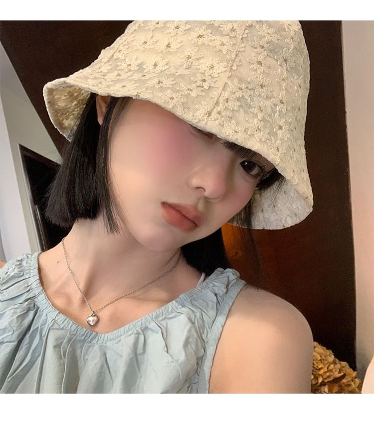 Bucket Embroidered Hat Floral