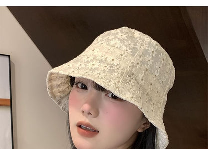 Bucket Embroidered Hat Floral