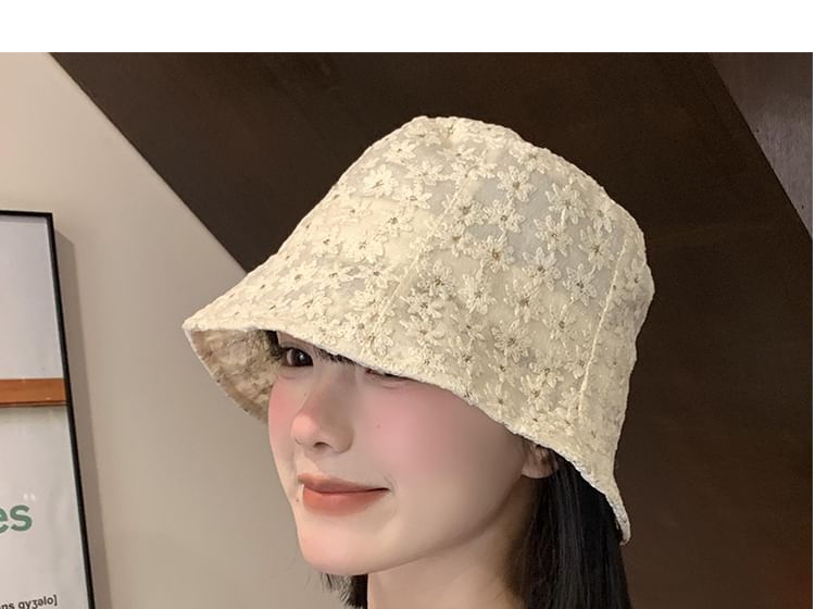 Bucket Embroidered Hat Floral