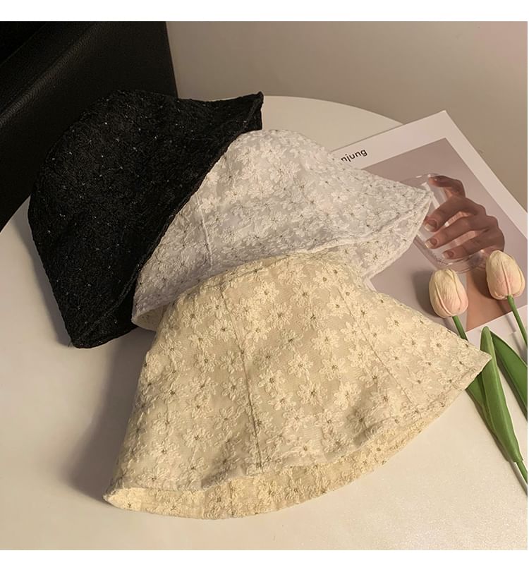 Bucket Embroidered Hat Floral