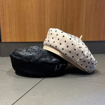 Mesh Print Beret Floral
