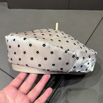 Mesh Print Beret Floral