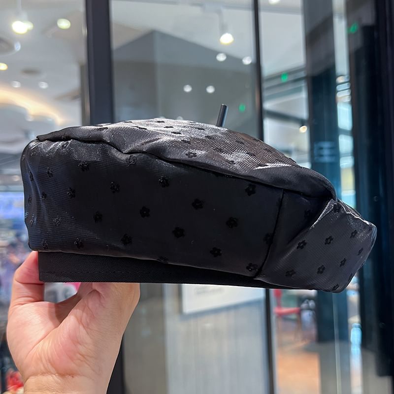 Mesh Print Beret Floral