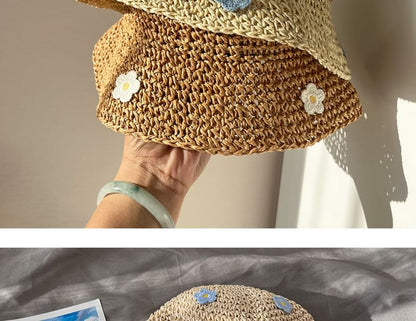 Accent Floral Bucket Straw Hat