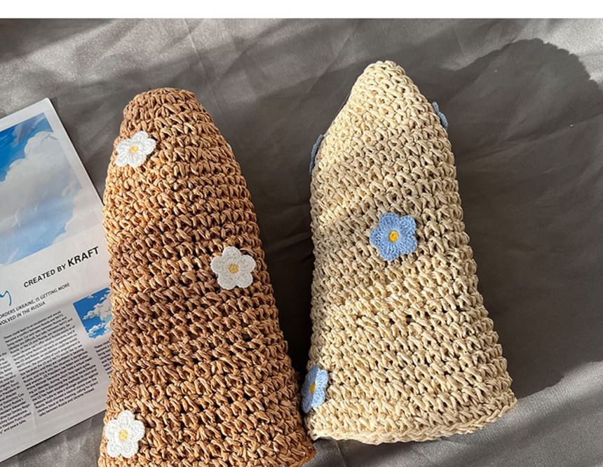 Accent Floral Bucket Straw Hat