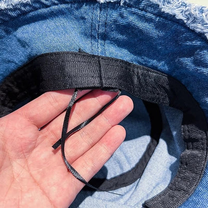 Bucket Hat Frayed Denim Washed