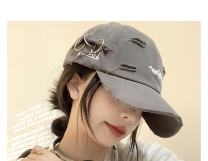 Cap Baseball Lettering Embroidered Distressed