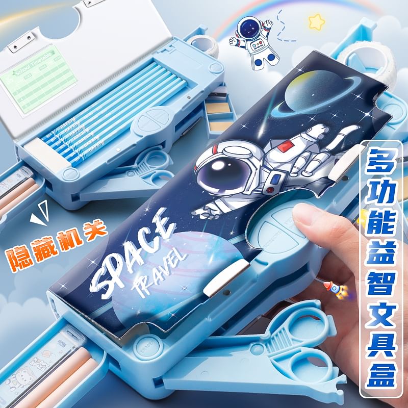 Cartoon Plastic Pencil Case / Scheduler / Scissors / Eraser / Masking Tape / Set