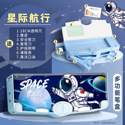 Cartoon Plastic Pencil Case / Scheduler / Scissors / Eraser / Masking Tape / Set