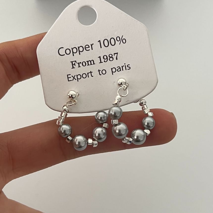 Faux Pearl Hoop Earring