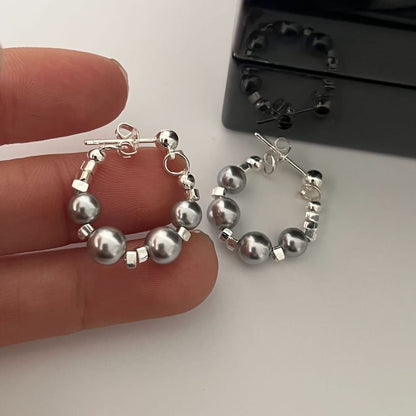 Faux Pearl Hoop Earring