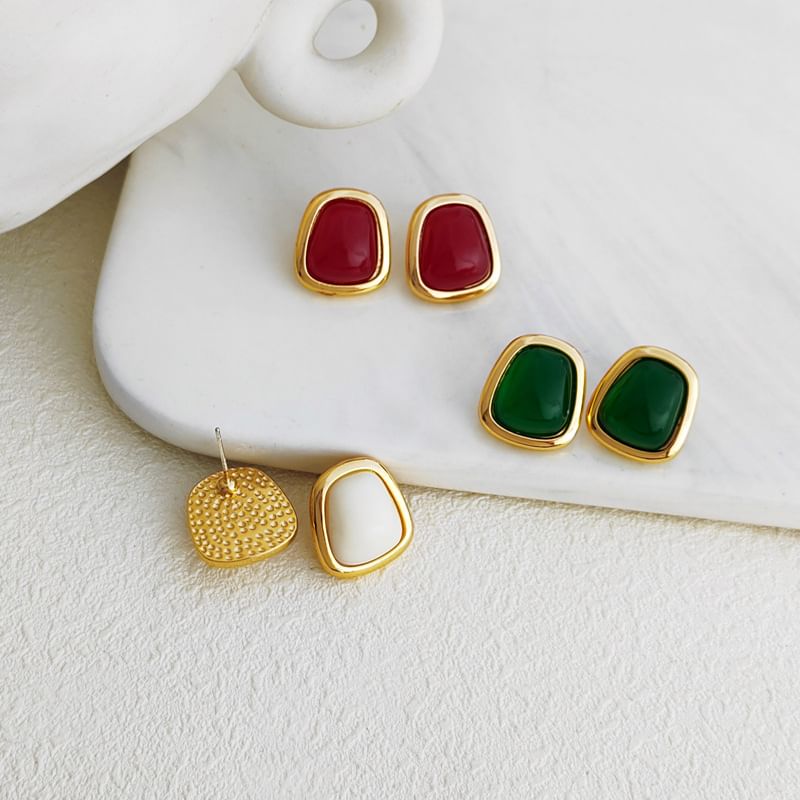 Faux Gemstone Stud Earring