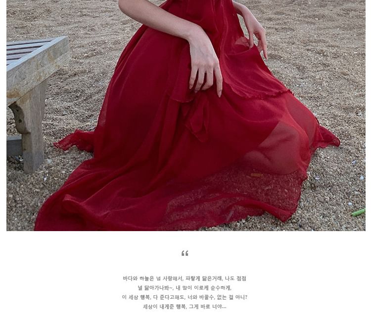 Asymmetrical Strap Sheer Dress Spaghetti A-Line