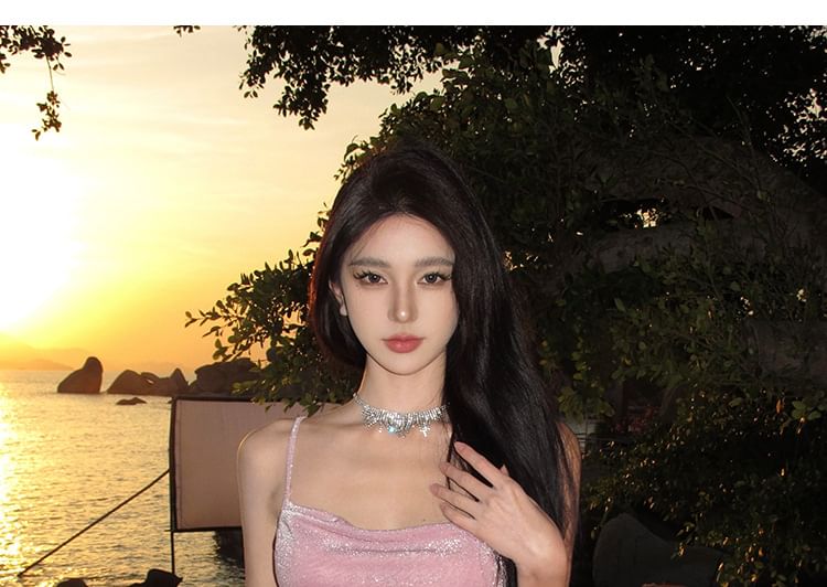 Maxi Strap Spaghetti Dress Plain Mermaid