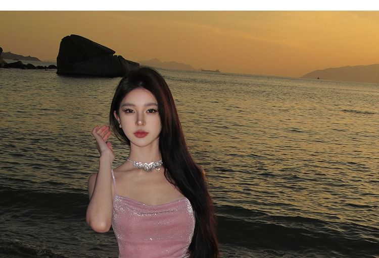 Maxi Strap Spaghetti Dress Plain Mermaid