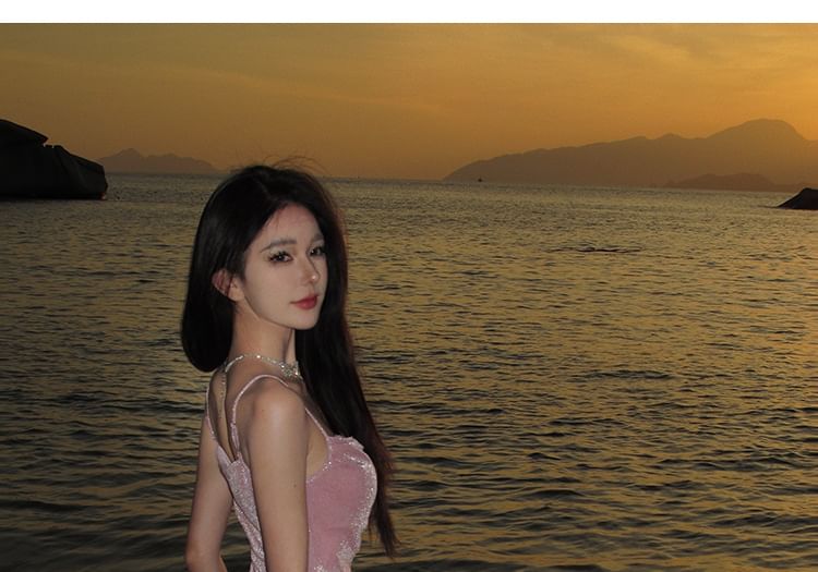 Maxi Strap Spaghetti Dress Plain Mermaid