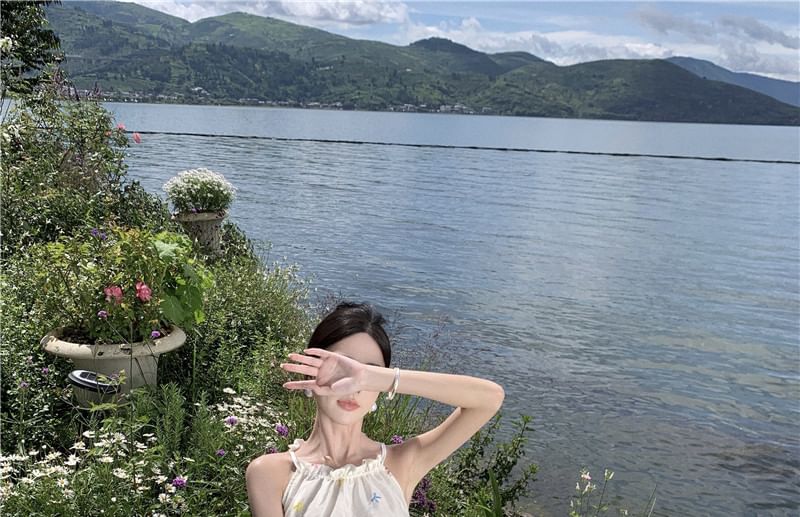 Star Pattern Dress Sleeveless A-Line Midi