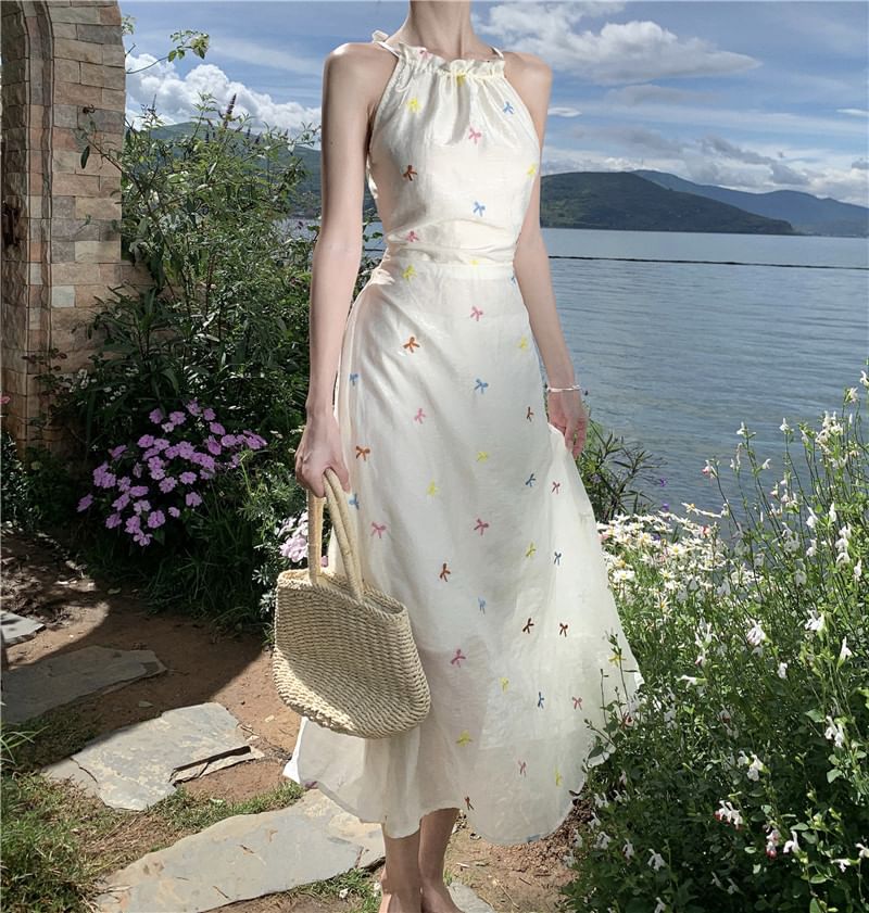 Star Pattern Dress Sleeveless A-Line Midi