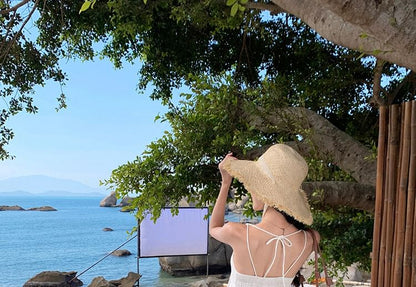 Maxi Sleeveless Dress A-Line Plain V-Neck