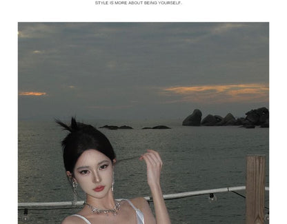 Back Strap Maxi Dress Spaghetti Sheath Plain Open