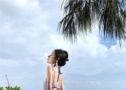 A-Line Midi Dress Floral Print Strap Spaghetti