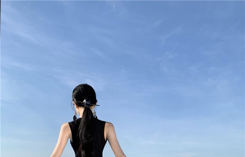 Maxi Dress A-Line Two Sleeveless Tone Crewneck