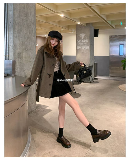 Faux Leather Loafers Platform Chunky Heel