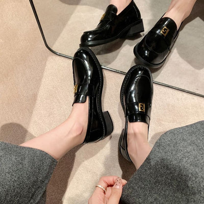 Loafers Buckled Leather Faux