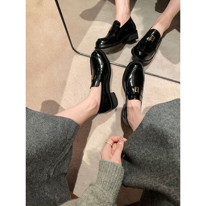 Loafers Buckled Leather Faux