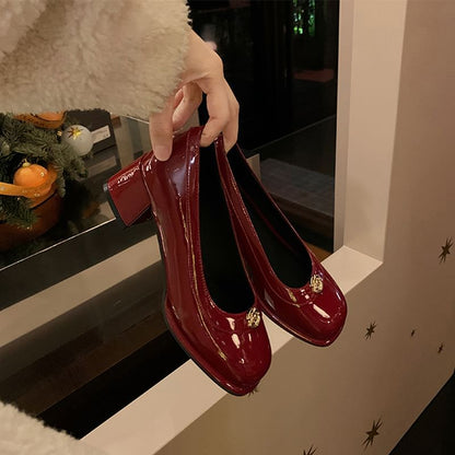 Platform Heel Floral Pumps Chunky