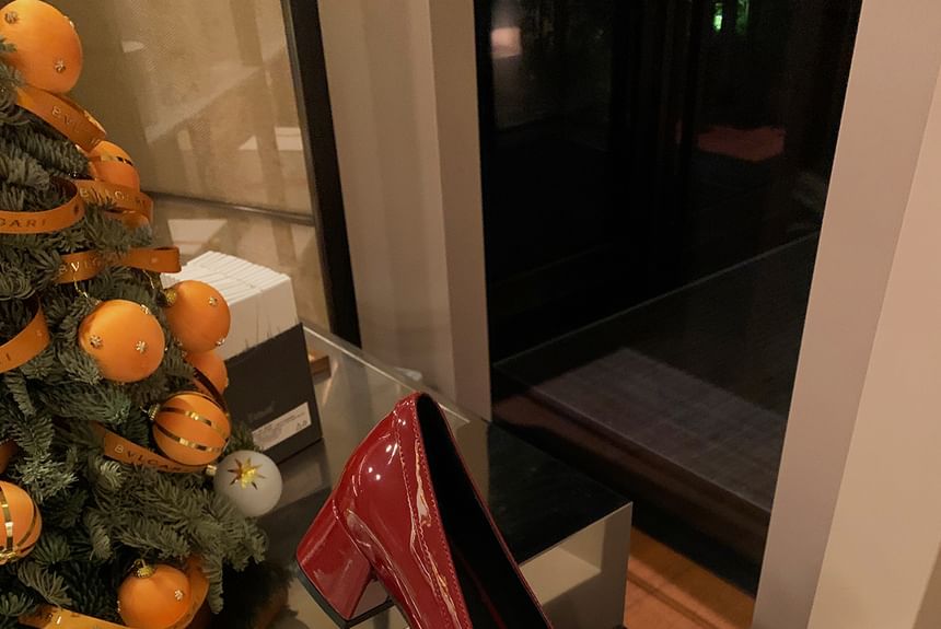 Platform Heel Floral Pumps Chunky