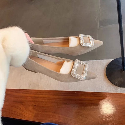 Flats Rhinestone Pointy Buckled