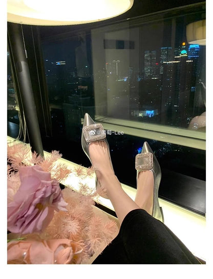 Flats Rhinestone Pointy Buckled