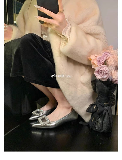 Flats Rhinestone Pointy Buckled