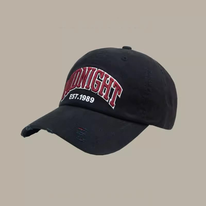 Lettering Baseball Cap Distressed Embroidered